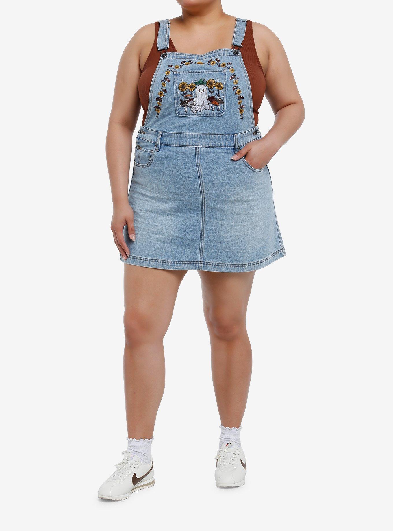 Thorn & Fable Mushroom Ghost Floral Denim Skirtall Plus Size, , hi-res