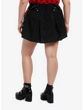 Social Collision Black & Red Chains Pleated Skirt Plus Size, , hi-res