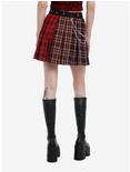 Social Collision Split Plaid Pleated Skirt With Grommet Belt & Chain, BLACK, alternate