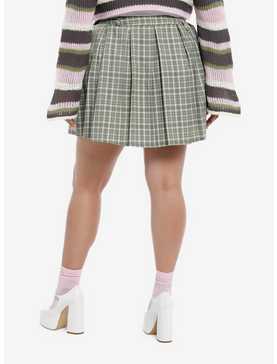 Sweet Society Sage Green Plaid Chain Skirt Plus Size, , hi-res