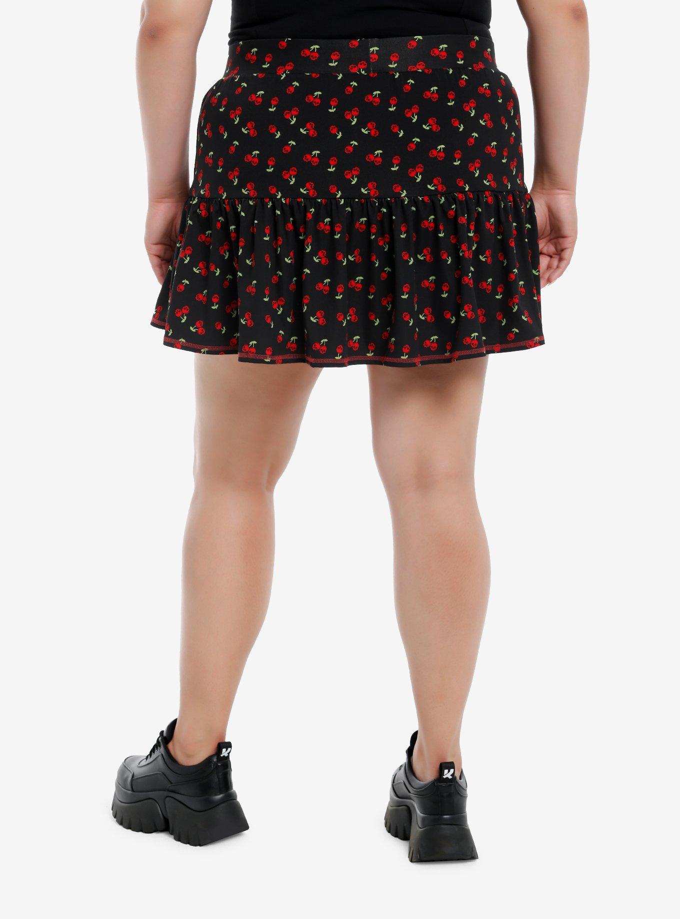 Social Collision Skull Cherry Active Skort Plus Size, RED, alternate