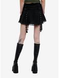 Social Collision Black Grommet Strap Pleated Skirt With Belt, BLACK, alternate