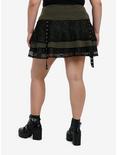 Social Collision Olive & Black Lace Grommet Strap Tiered Skirt Plus Size, BLACK, alternate