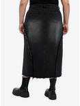Social Collision Frayed Star Denim Midaxi Skirt Plus Size, GREY, alternate