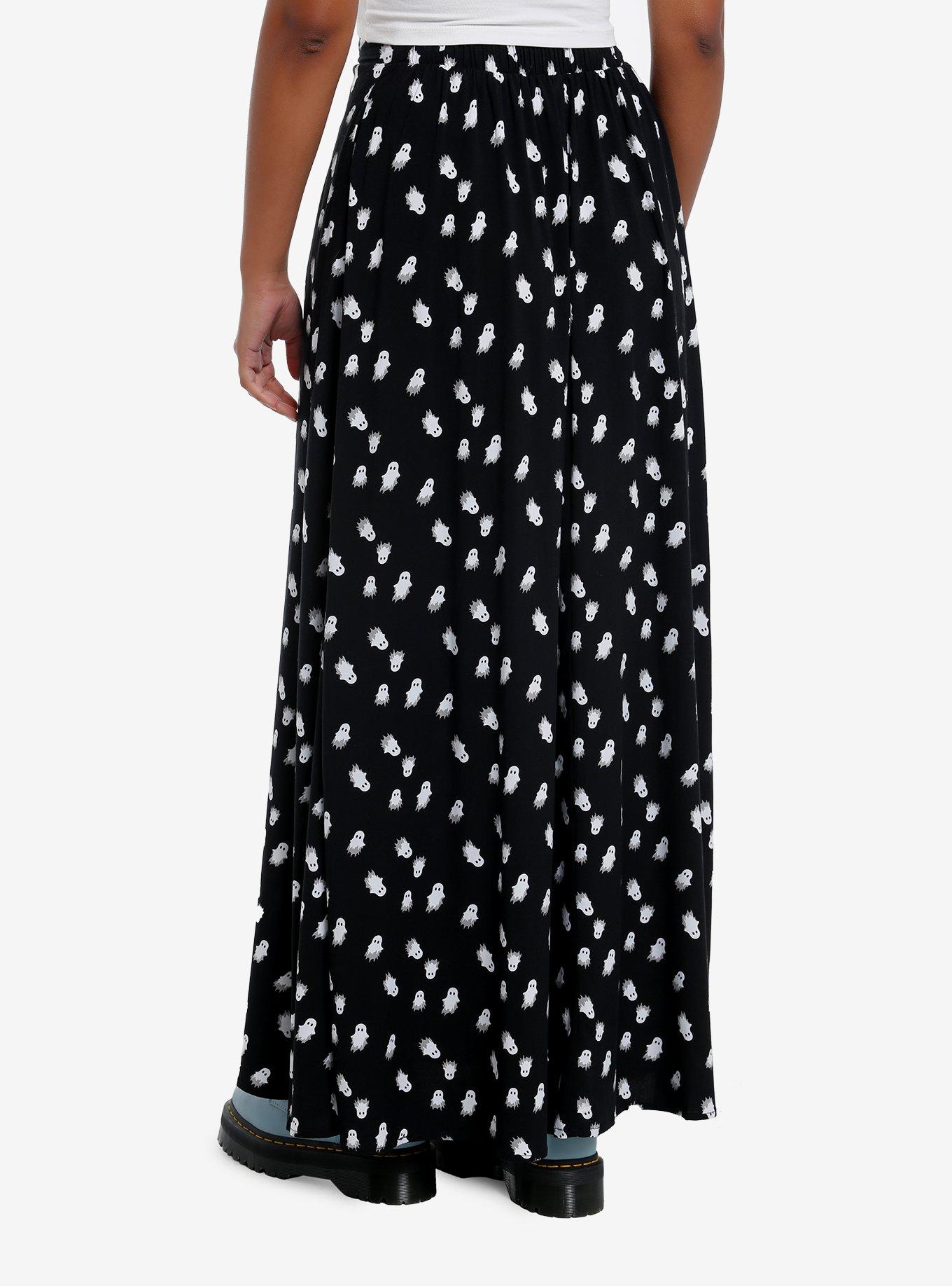 Thorn & Fable Black & White Ghost Maxi Skirt, , alternate