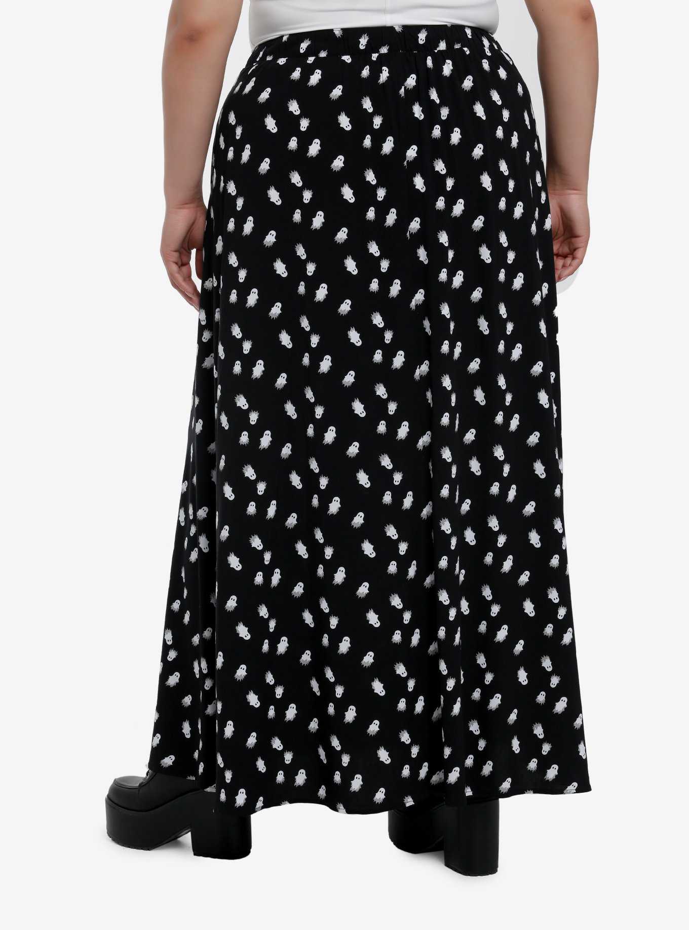Thorn & Fable Black & White Ghost Maxi Skirt Plus Size, , hi-res