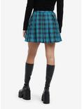 Teal & Black Plaid Pleated Skirt, BLACK, alternate