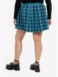 Teal & Black Plaid Pleated Skirt Plus Size, BLACK, alternate