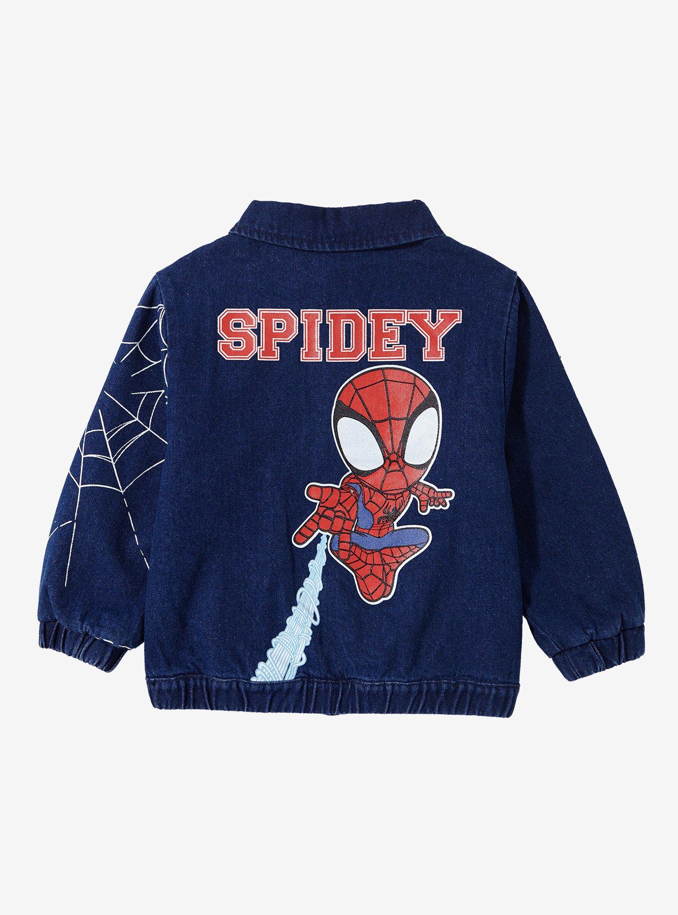 Marvel Spider-Man Web Denim Toddler Jacket — BoxLunch Exclusive, BLUE  RED, alternate