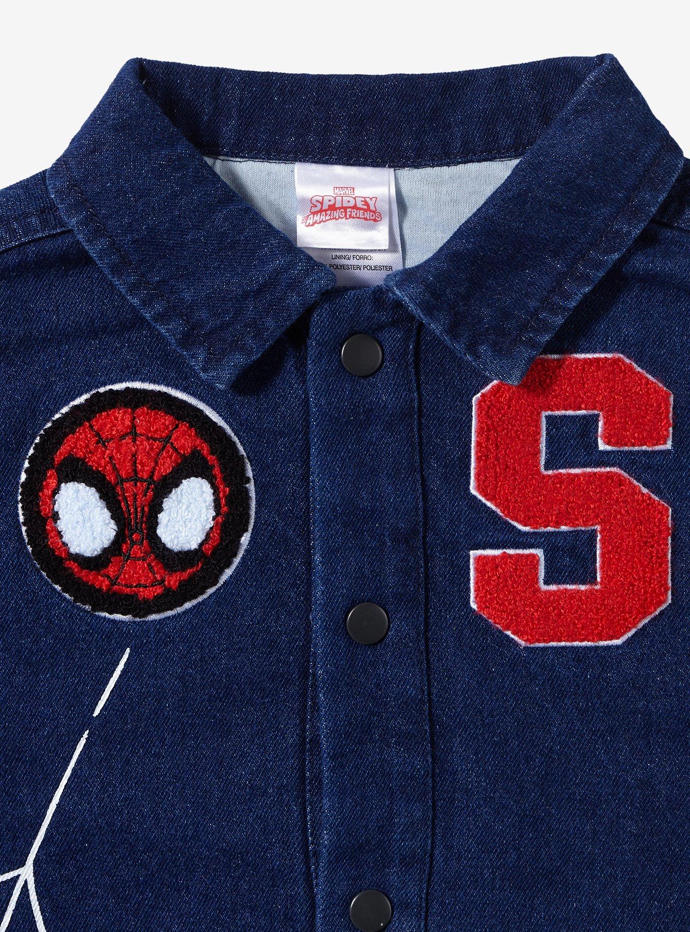 Marvel Spider-Man Web Denim Toddler Jacket — BoxLunch Exclusive, BLUE  RED, alternate