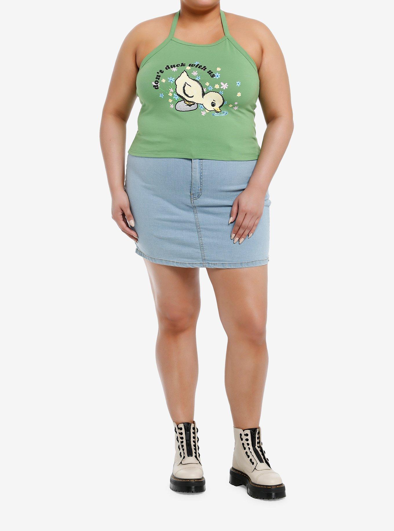 Sweet Society Don't Duck With Us Green Girls Halter Top Plus Size, , alternate