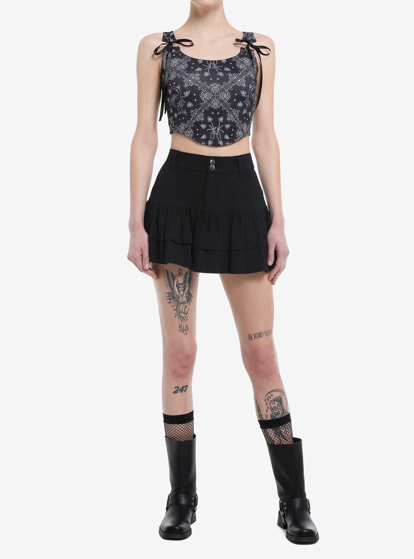 Cosmic Aura Gothic Western Bandana Lace-Up Girls Top, , alternate