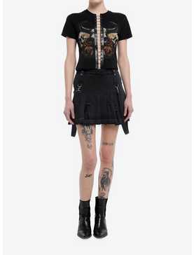 Cosmic Aura Skull & Rose Chains Girls Crop T-Shirt, , hi-res