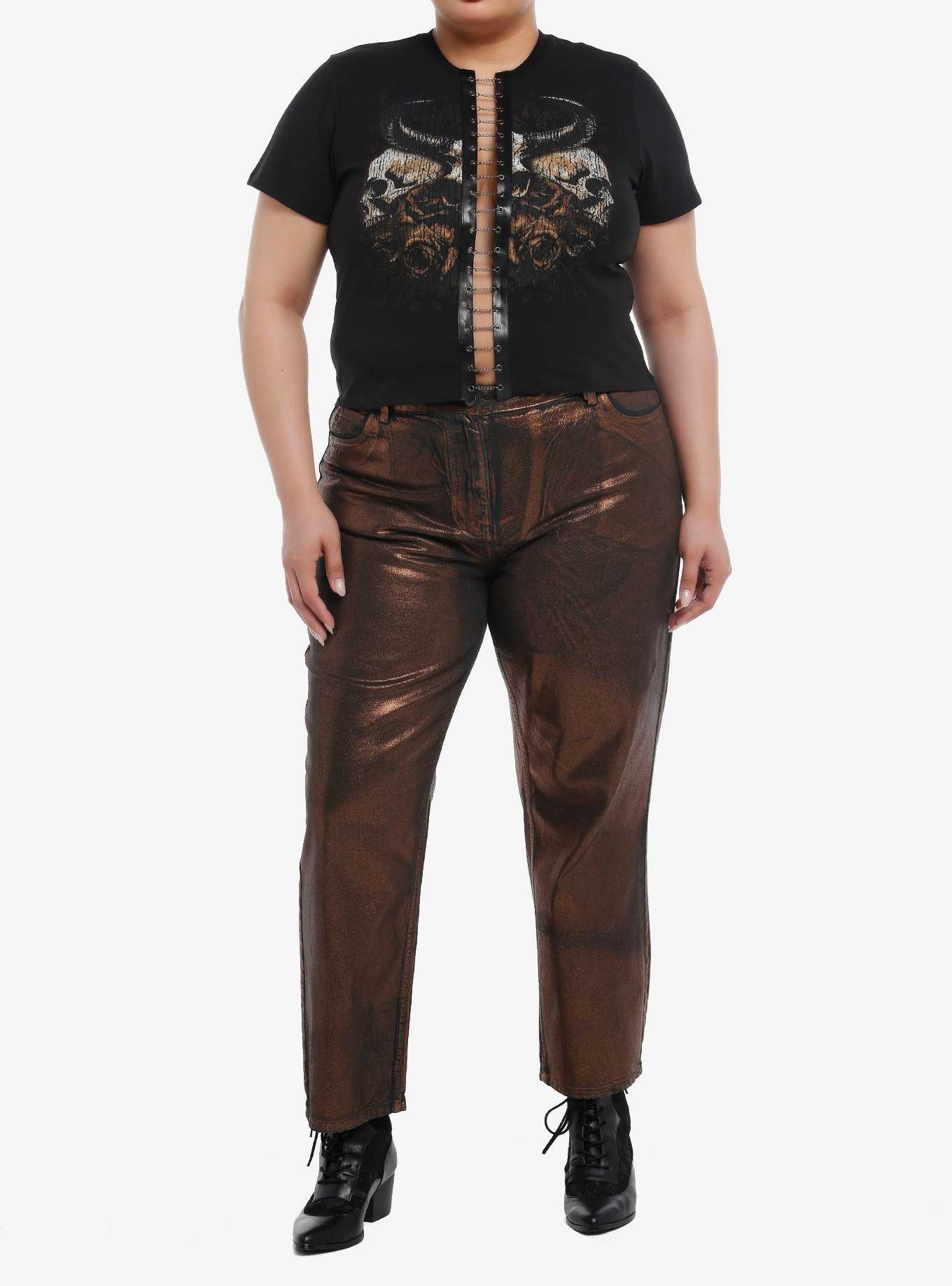 Cosmic Aura Skull & Rose Chains Girls Crop T-Shirt Plus Size, , hi-res