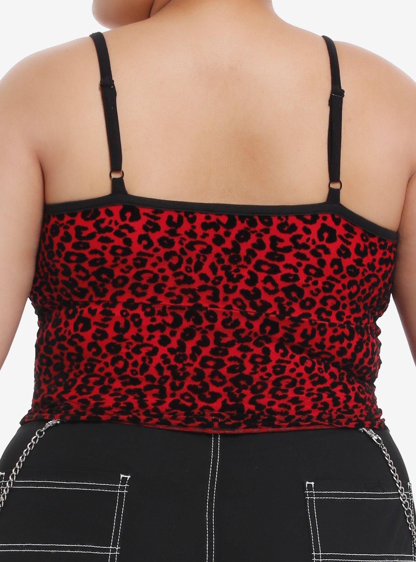 Social Collision Cheetah Bow Mesh Girls Crop Cami Plus Size, BLACK, alternate