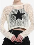 Social Collision Star Open Knit Girls Crop Sweater, BLACK, alternate