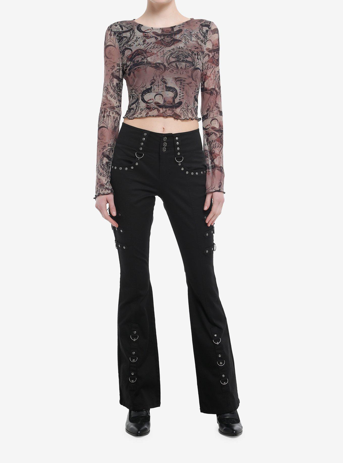 Cosmic Aura Skeleton Cowboy Mesh Girls Long-Sleeve Top, , hi-res