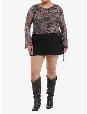 Cosmic Aura Skeleton Cowboy Mesh Girls Long-Sleeve Top Plus Size, , hi-res