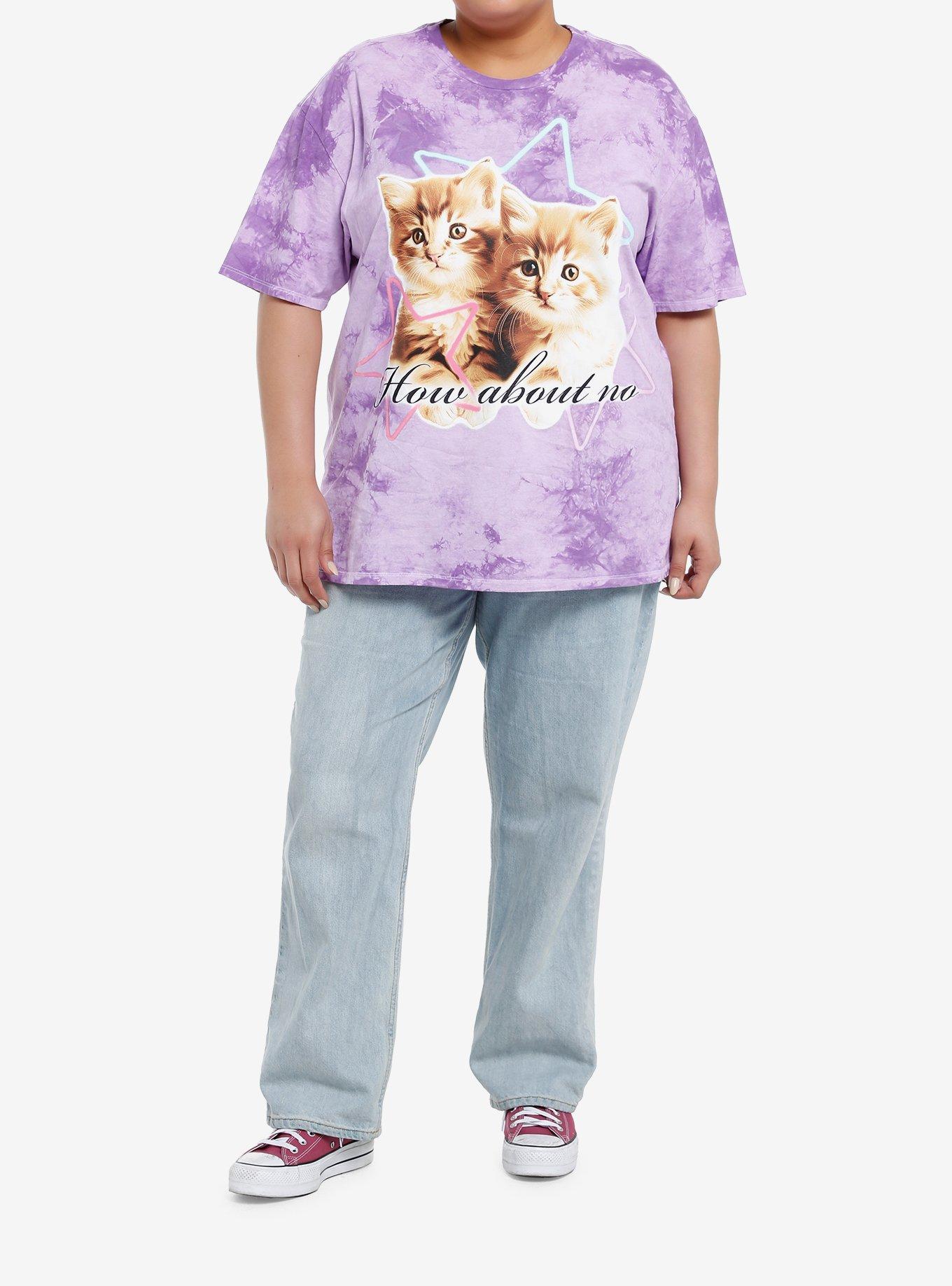 Sweet Society Cats How About No Girls Tie-Dye Oversized T-Shirt Plus Size, BLUE, alternate
