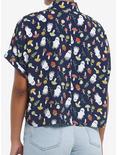 Thorn & Fable Mushroom Ghost Girls Boxy Woven Button-Up, , alternate
