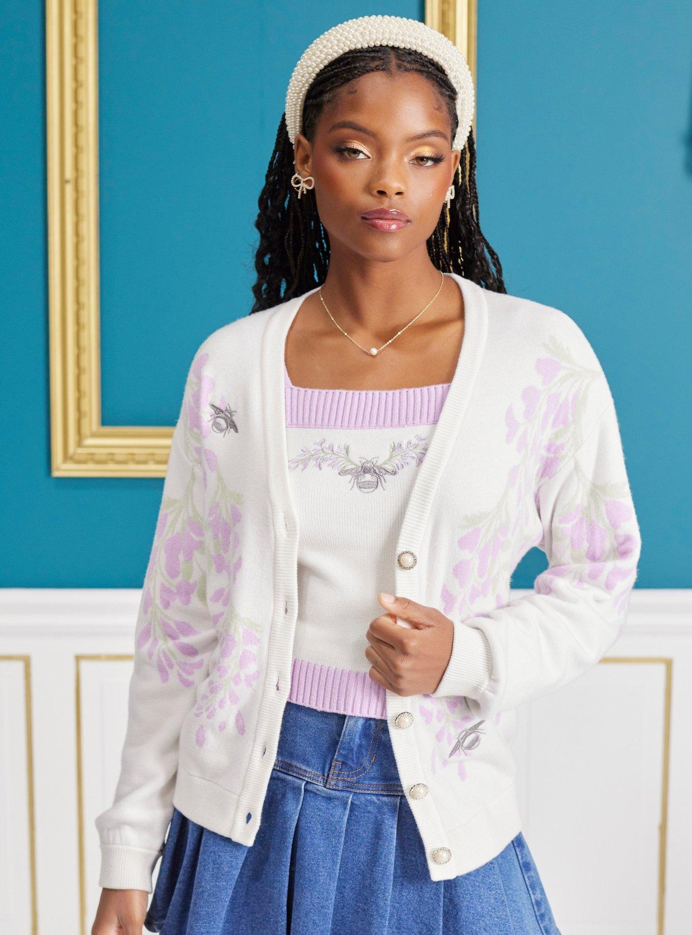 Her Universe Bridgerton Wisteria Cardigan, LAVENDER  WHITE, alternate