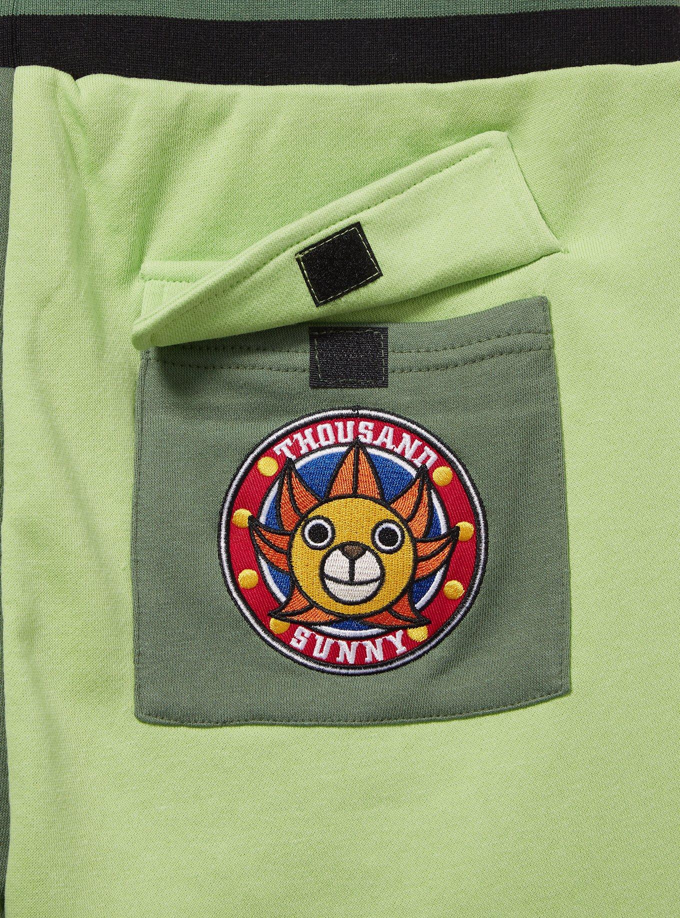 One Piece Zoro Straw Hat Crew Split Color Shorts &mdash; BoxLunch Exclusive, GREEN, alternate