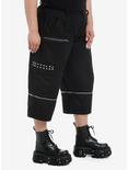 Social Collision Black Stud Grommet Zip-Off Cargo Shorts Plus Size, BLACK, alternate