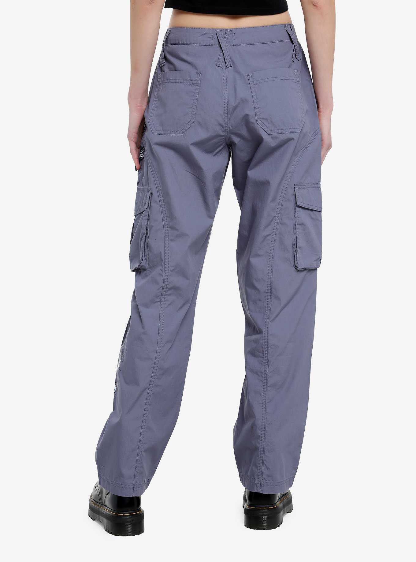 Slate Grey Butterfly Filigree Girls Cargo Pants, , hi-res