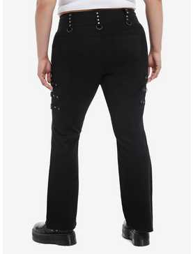 Black Stud D-ring Flare Pants Plus Size, , hi-res