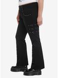 Black Stud D-ring Flare Pants Plus Size, BLACK, alternate
