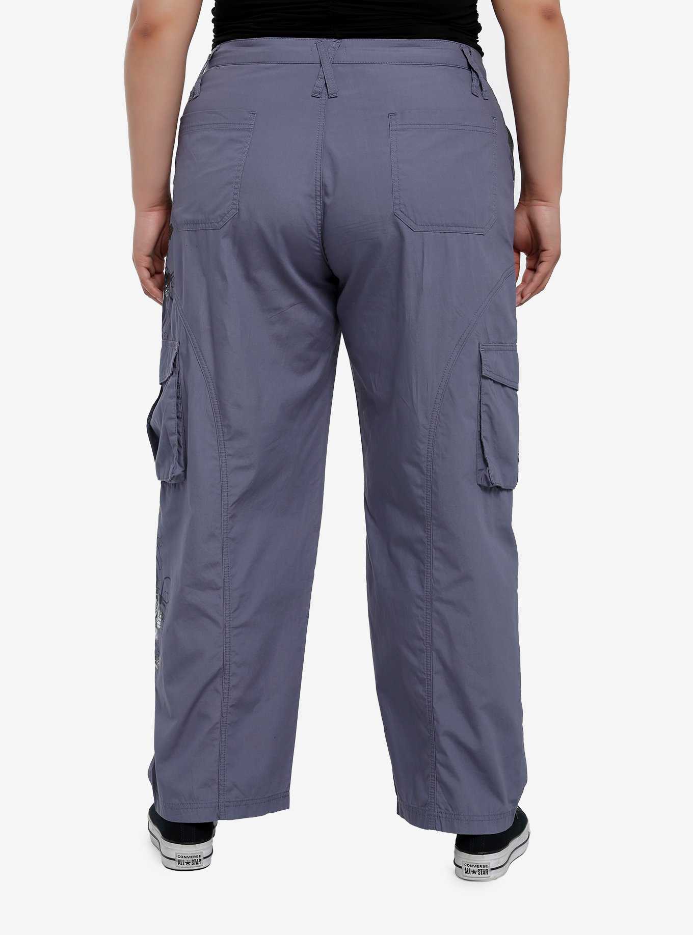 Slate Grey Butterfly Filigree Girls Cargo Pants Plus Size, , hi-res