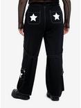 Black Stars & Straps Girls Skate Pants Plus Size, , alternate