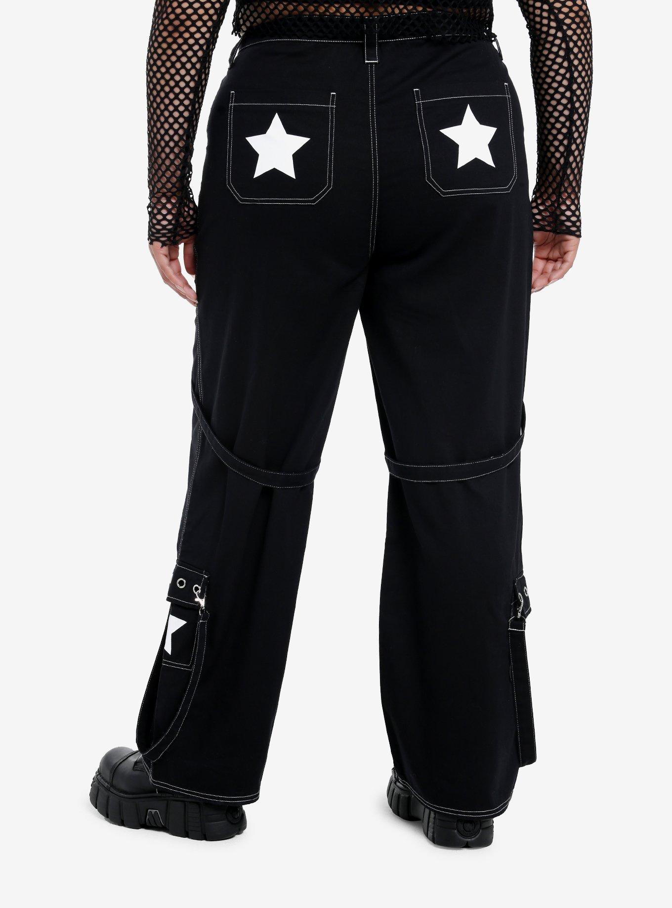 Black Stars & Straps Girls Skate Pants Plus Size, , hi-res