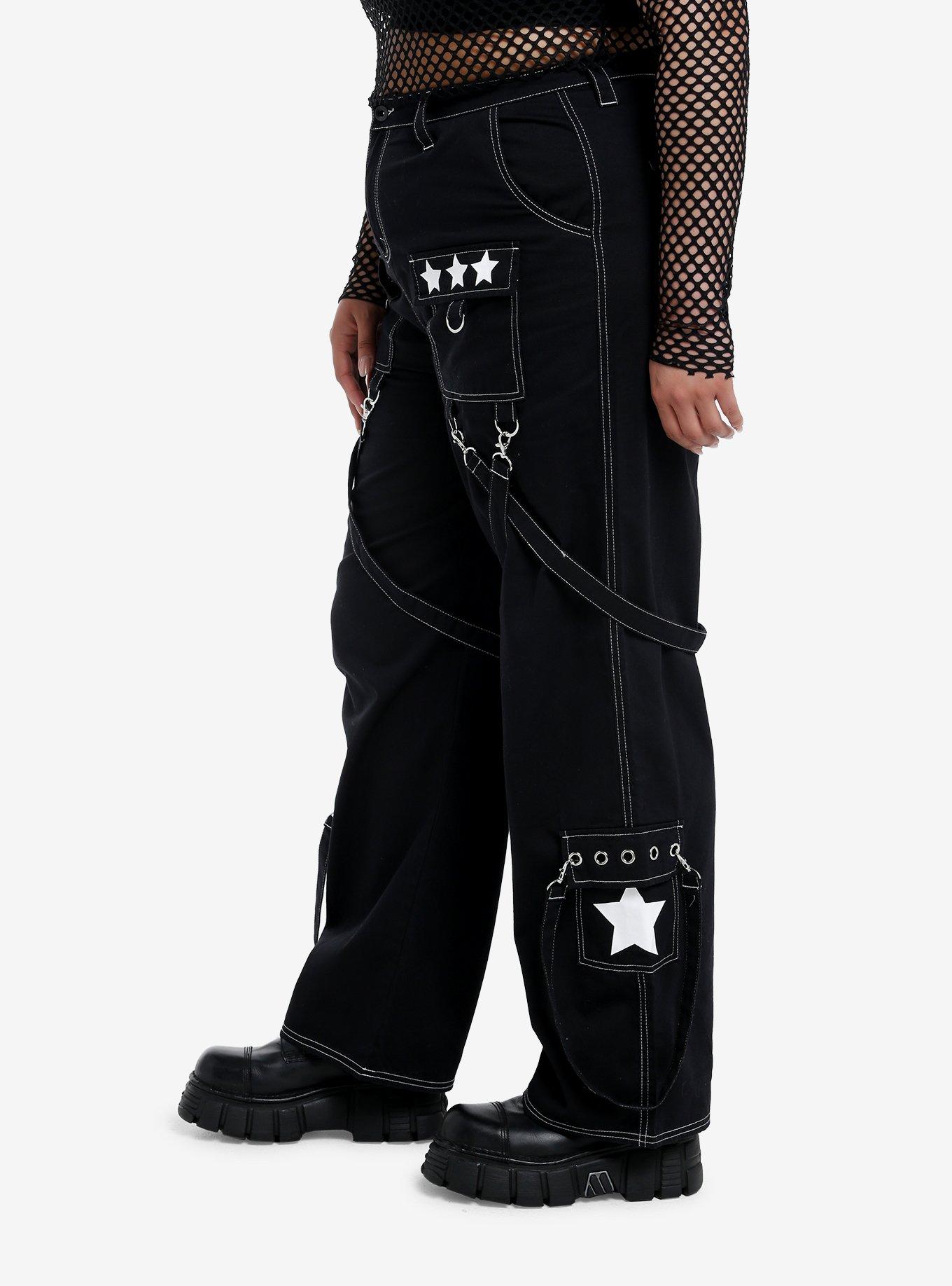 Black Stars & Straps Girls Skate Pants Plus Size, , alternate