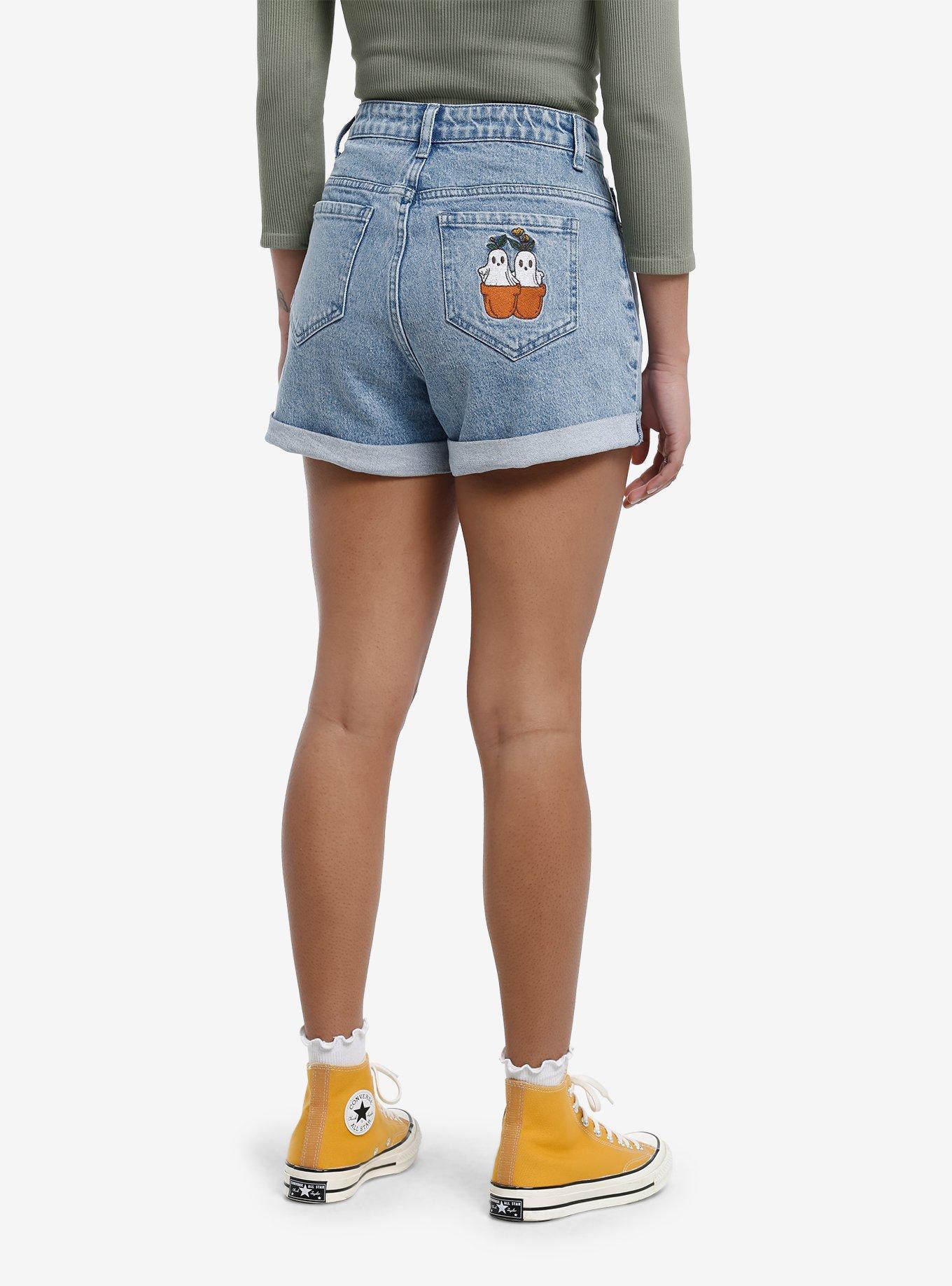 Thorn & Fable Ghost Sunflower Mom Shorts, BROWN, alternate