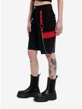 Social Collision Black & Red Grommet Chain Carpenter Shorts, RED, alternate