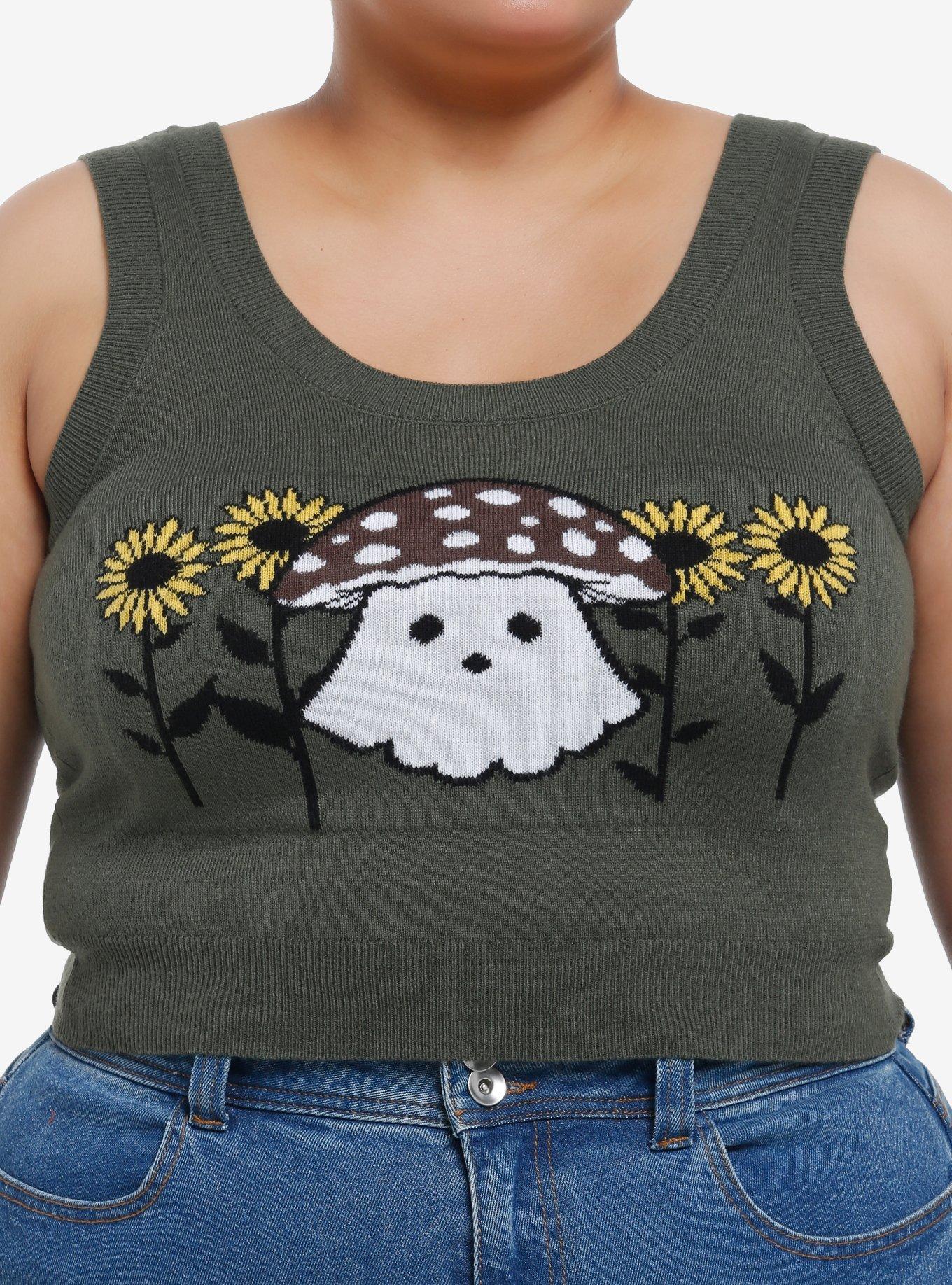 Thorn & Fable Mushroom Ghost Girls Crop Cardigan & Tank Top Set Plus Size, , alternate