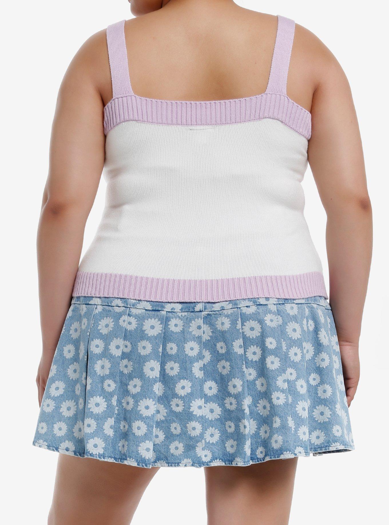 Her Universe Bridgerton Embroidered Knit Girls Tank Top Plus Size, PURPLE, alternate