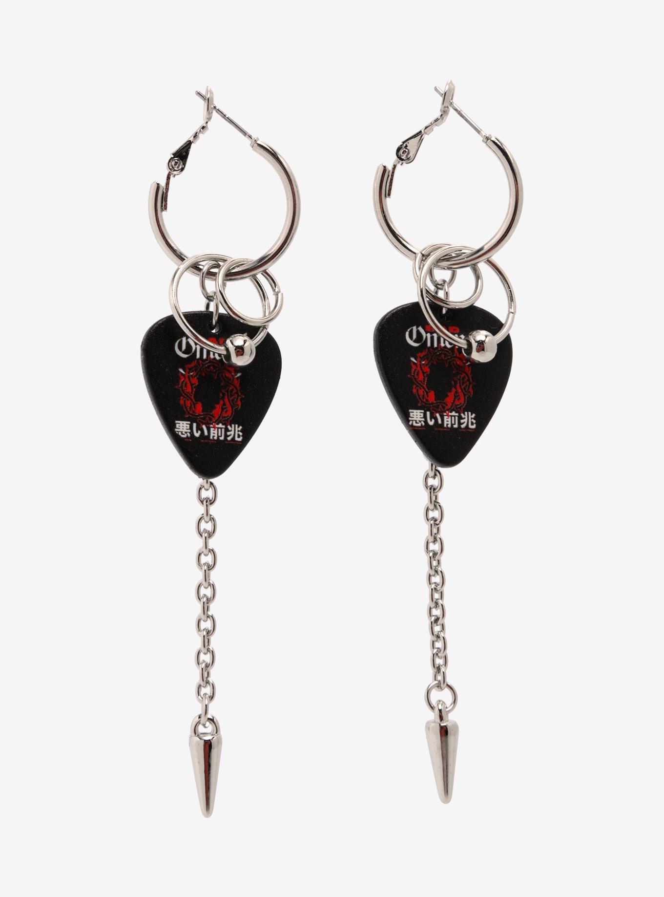 Bad Omens Guitar Pick Hoop Earrings, , alternate