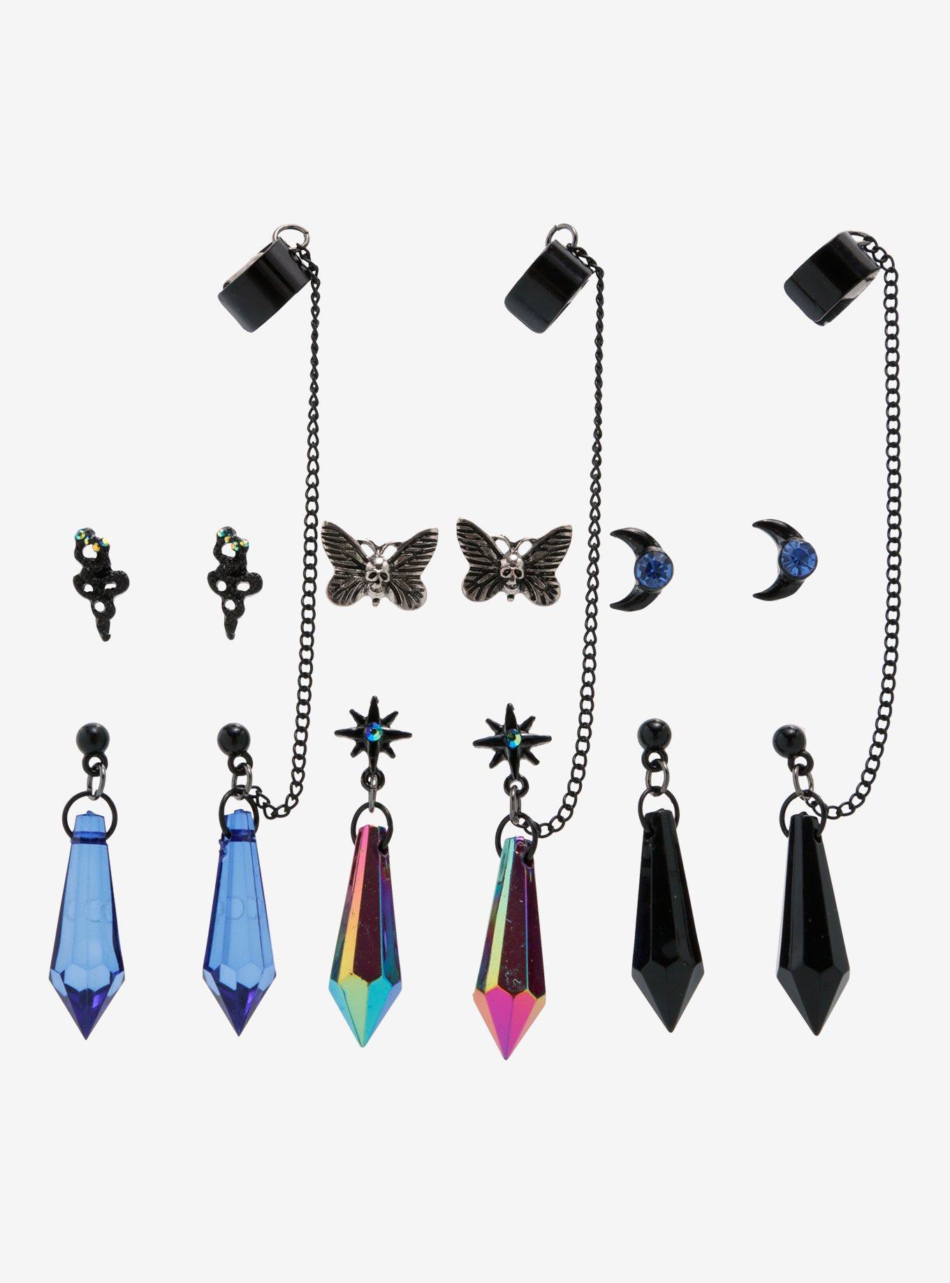 Cosmic Aura Mystical Crystal Cuff Earring Set, , alternate