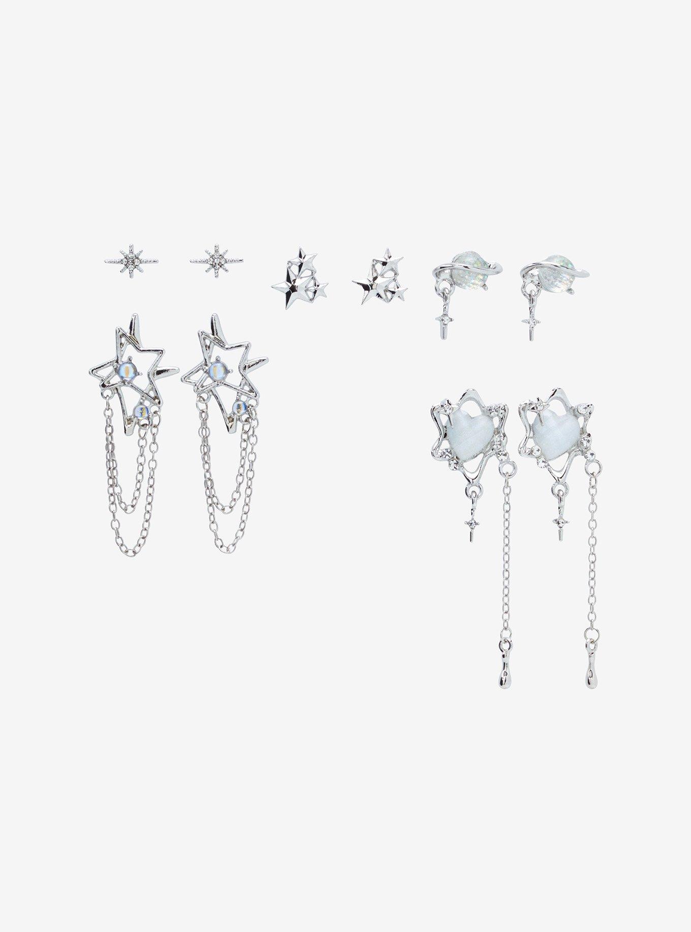 Thorn & Fable Star Heart Planet Drop Earring Set, , hi-res