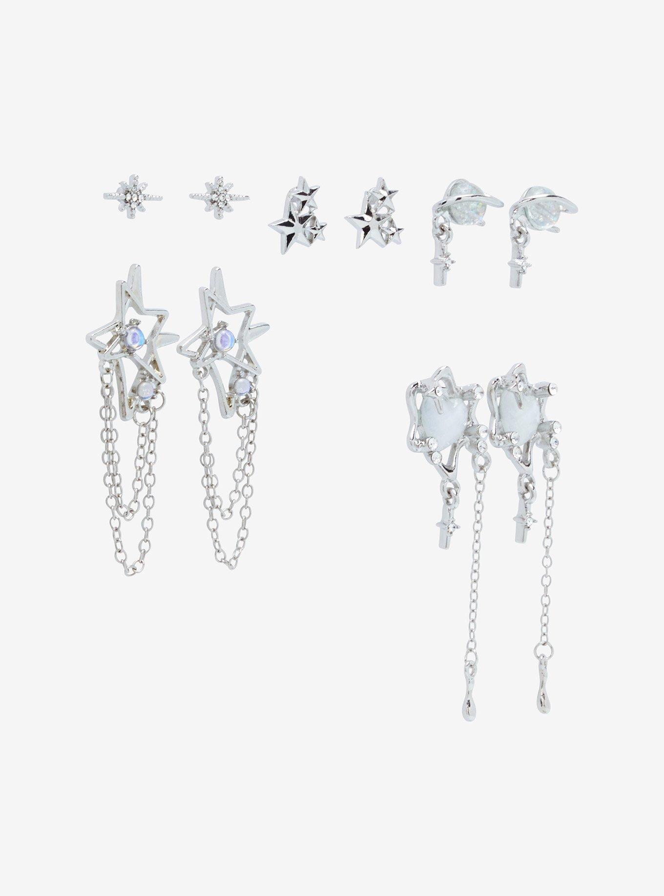 Thorn & Fable Star Heart Planet Drop Earring Set, , alternate