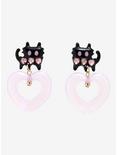 Sweet Society Black Cat Acrylic Heart Earrings, , alternate