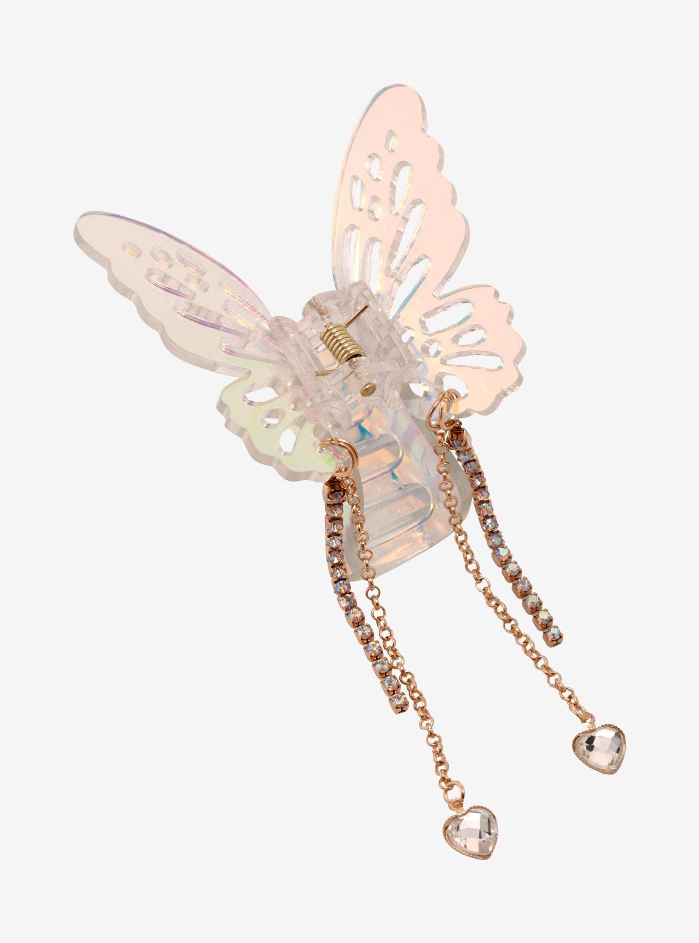 Thorn & Fable Iridescent Butterfly Chain Claw Hair Clip, , hi-res