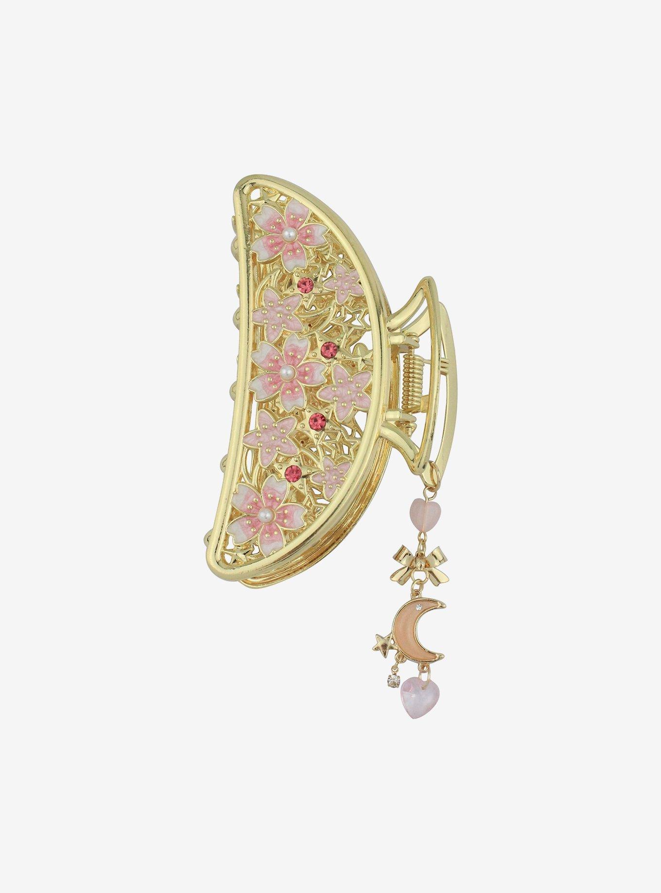 Sakura Moon Charm Claw Hair Clip, , hi-res