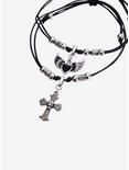Social Collision Winged Heart Cross Best Friend Cord Bracelet Set, , alternate