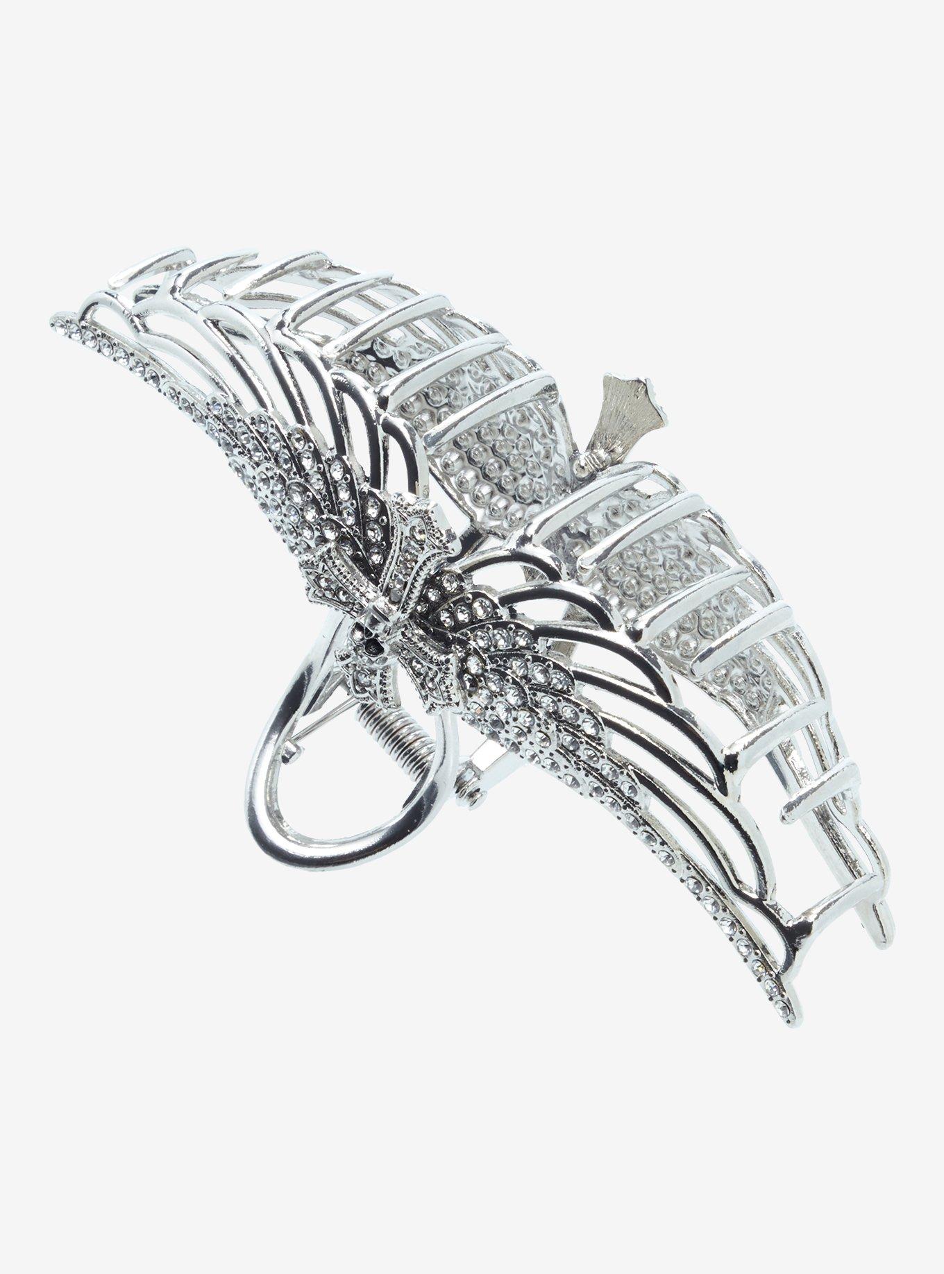 Social Collision® Wing Cross Skull Bling Claw Hair Clip, , alternate
