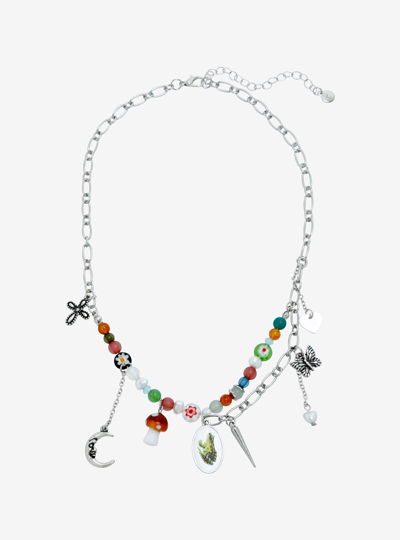 Thorn & Fable Frog Pendant Bead Charm Necklace, , alternate