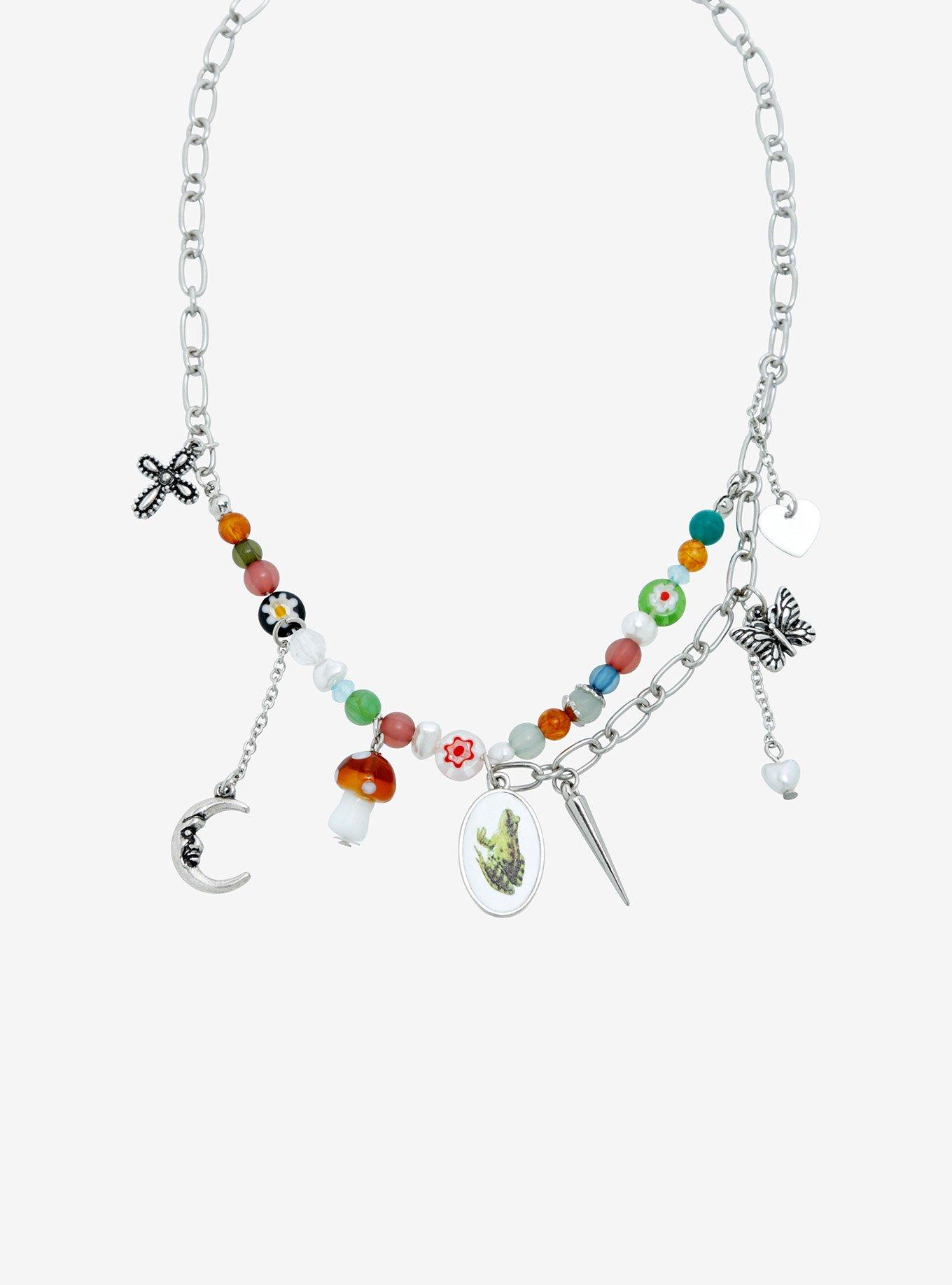 Thorn & Fable Frog Pendant Bead Charm Necklace, , alternate