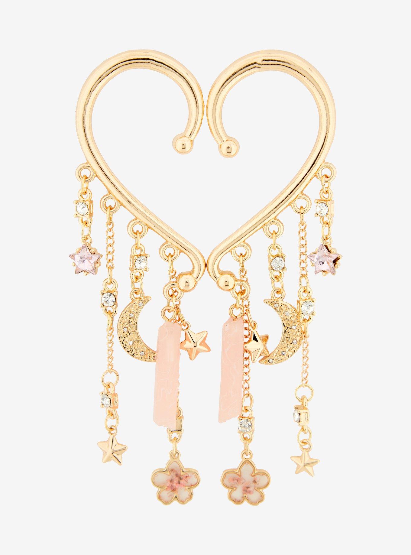 Sweet Society Celestial Sakura Heart Ear Cuffs, , hi-res